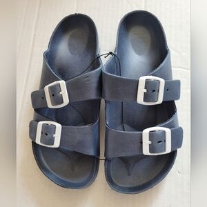 Blue Women's Sandals With Double Buckle Size 7